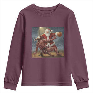 Funny Santa Basketball Youth Sweatshirt Satan Christmas Meme TS14 Maroon Print Your Wear