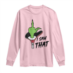 I Saw That Long Sleeve Shirt Funny Elf Hand Christmas TS14 Light Pink Print Your Wear