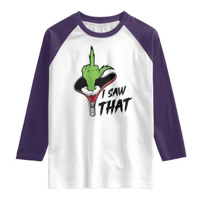 I Saw That Raglan Shirt Funny Elf Hand Christmas TS14 White Purple Print Your Wear