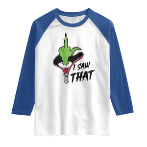 I Saw That Raglan Shirt Funny Elf Hand Christmas TS14 White Royal Print Your Wear