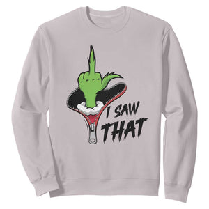 I Saw That Sweatshirt Funny Elf Hand Christmas TS14 Ice Gray Print Your Wear