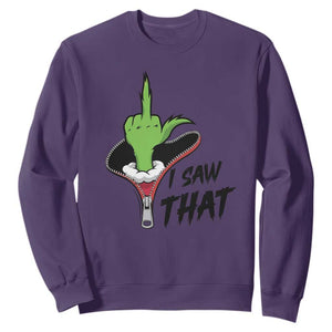 I Saw That Sweatshirt Funny Elf Hand Christmas TS14 Purple Print Your Wear