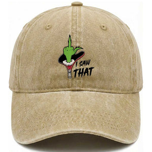 I Saw That Washed Cotton Baseball Cap Funny Elf Hand Christmas TS14 Washed Cap Universal Fit Khaki Print Your Wear