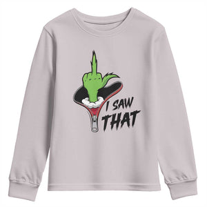 I Saw That Youth Sweatshirt Funny Elf Hand Christmas TS14 Ice Gray Print Your Wear
