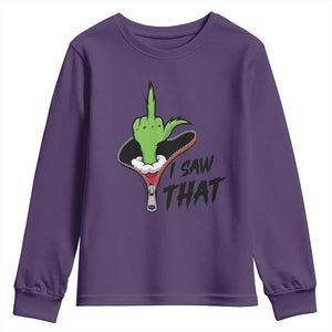I Saw That Youth Sweatshirt Funny Elf Hand Christmas TS14 Purple Print Your Wear