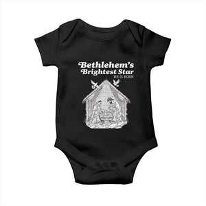 Nativity Scene Baby Onesie Brightest Star of Bethlehem He Is Born Christian Christmas TS14 Black Print Your Wear