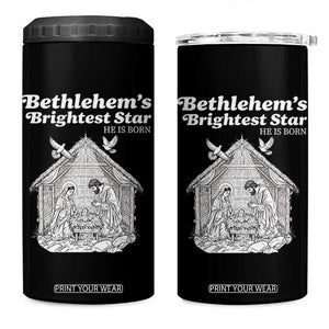 Nativity Scene 4 in 1 Can Cooler Tumbler Brightest Star of Bethlehem He Is Born Christian Christmas TS14 One Size: 16 oz Black Print Your Wear
