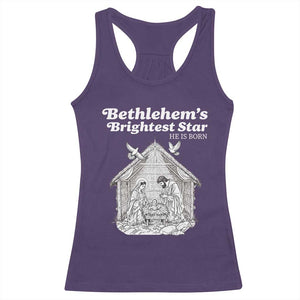Nativity Scene Racerback Tank Top Brightest Star of Bethlehem He Is Born Christian Christmas TS14 Purple Print Your Wear