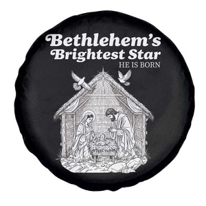 Nativity Scene Spare Tire Cover Brightest Star of Bethlehem He Is Born Christian Christmas TS14 Print Your Wear