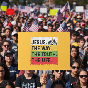 Jesus Christian Protest Sign The Way The Truth The Life Nativity Scene TS14 Horizontal 18" × 24" Yellow Print Your Wear