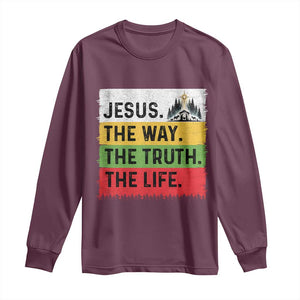 Jesus Christian Long Sleeve Shirt The Way The Truth The Life Nativity Scene TS14 Maroon Print Your Wear