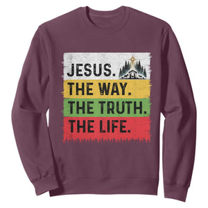 Jesus Christian Sweatshirt The Way The Truth The Life Nativity Scene TS14 Maroon Print Your Wear