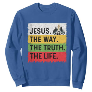 Jesus Christian Sweatshirt The Way The Truth The Life Nativity Scene TS14 Royal Blue Print Your Wear