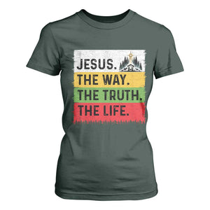 Jesus Christian T Shirt For Women The Way The Truth The Life Nativity Scene TS14 Dark Forest Green Print Your Wear