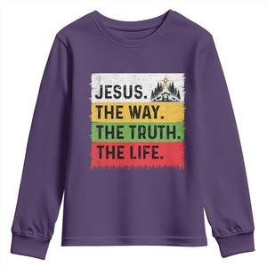 Jesus Christian Youth Sweatshirt The Way The Truth The Life Nativity Scene TS14 Purple Print Your Wear