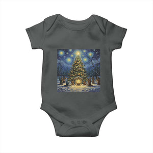 Nativity Scene Baby Onesie Christmas Starry Night Christian Jesus Baby Jesus Holiday TS14 Dark Heather Print Your Wear