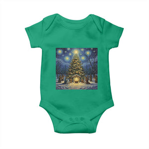 Nativity Scene Baby Onesie Christmas Starry Night Christian Jesus Baby Jesus Holiday TS14 Irish Green Print Your Wear