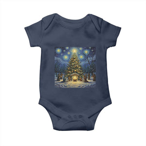 Nativity Scene Baby Onesie Christmas Starry Night Christian Jesus Baby Jesus Holiday TS14 Navy Print Your Wear