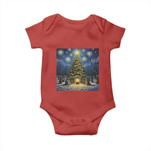 Nativity Scene Baby Onesie Christmas Starry Night Christian Jesus Baby Jesus Holiday TS14 Red Print Your Wear