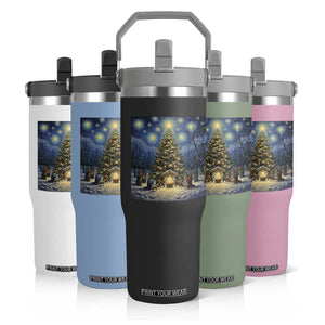 Nativity Scene Flip Straw Tumbler Christmas Starry Night Christian Jesus Baby Jesus Holiday TS14 Print Your Wear