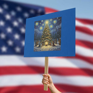 Nativity Scene Protest Sign Christmas Starry Night Christian Jesus Baby Jesus Holiday TS14 Horizontal 18" × 24" Blue Print Your Wear