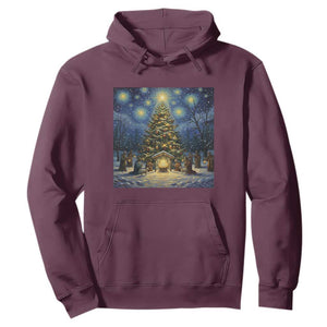 Nativity Scene Hoodie Christmas Starry Night Christian Jesus Baby Jesus Holiday TS14 Maroon Print Your Wear
