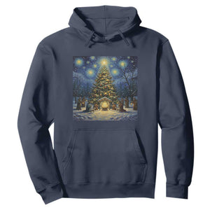 Nativity Scene Hoodie Christmas Starry Night Christian Jesus Baby Jesus Holiday TS14 Navy Print Your Wear