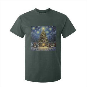 Nativity Scene T Shirt For Kid Christmas Starry Night Christian Jesus Baby Jesus Holiday TS14 Dark Forest Green Print Your Wear