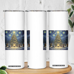 Nativity Scene Skinny Tumbler Christmas Starry Night Christian Jesus Baby Jesus Holiday TS14 Print Your Wear