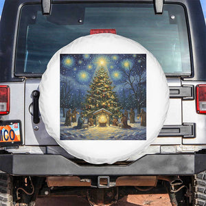 Nativity Scene Spare Tire Cover Christmas Starry Night Christian Jesus Baby Jesus Holiday TS14 No hole Black Print Your Wear