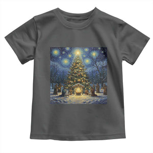 Nativity Scene Toddler T Shirt Christmas Starry Night Christian Jesus Baby Jesus Holiday TS14 Dark Heather Print Your Wear