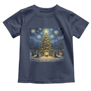 Nativity Scene Toddler T Shirt Christmas Starry Night Christian Jesus Baby Jesus Holiday TS14 Navy Print Your Wear