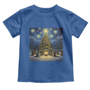 Nativity Scene Toddler T Shirt Christmas Starry Night Christian Jesus Baby Jesus Holiday TS14 Royal Blue Print Your Wear