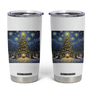 Nativity Scene Tumbler Cup Christmas Starry Night Christian Jesus Baby Jesus Holiday TS14 Black Print Your Wear