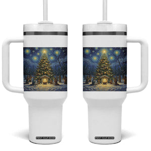 Nativity Scene Tumbler With Handle Christmas Starry Night Christian Jesus Baby Jesus Holiday TS14 One Size: 40 oz Black Print Your Wear