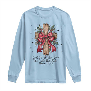 Jesus Christian Long Sleeve Shirt Cross Bible Verse Inspirational Christmas TS14 Light Blue Print Your Wear