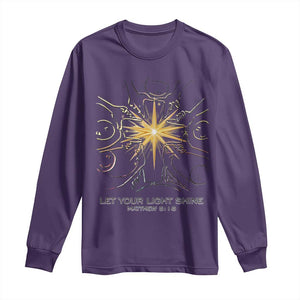 Jesus Christian Long Sleeve Shirt Let Your Light Shine Matthew 5:16 TS14 Purple Print Your Wear