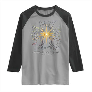 Jesus Christian Raglan Shirt Let Your Light Shine Matthew 5:16 TS14 Sport Gray Black Print Your Wear