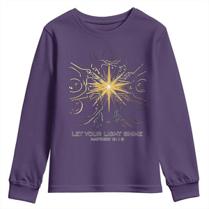 Jesus Christian Youth Sweatshirt Let Your Light Shine Matthew 5:16 TS14 Purple Print Your Wear