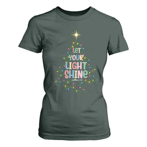 Jesus Christmas T Shirt For Women Let Your Light Shine Matthew 5:16 TS14 Dark Forest Green Print Your Wear