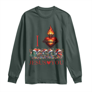 Jesus Christian Christmas Long Sleeve Shirt Cross Bible Verse Faith Love TS14 Dark Forest Green Print Your Wear