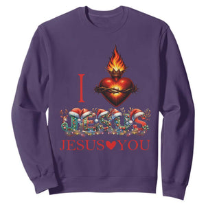 Jesus Christian Christmas Sweatshirt Cross Bible Verse Faith Love TS14 Purple Print Your Wear