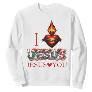 Jesus Christian Christmas Sweatshirt Cross Bible Verse Faith Love TS14 White Print Your Wear