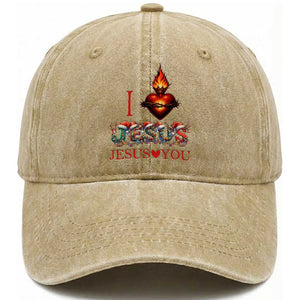 Jesus Christian Christmas Washed Cotton Baseball Cap Cross Bible Verse Faith Love TS14 Washed Cap Universal Fit Khaki Print Your Wear