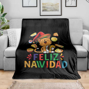 Funny Mexican Cat Christmas Throw Blanket Feliz Navidad Sombrero Kitty Xmas TS14 Print Your Wear