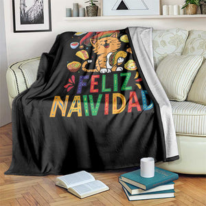 Funny Mexican Cat Christmas Throw Blanket Feliz Navidad Sombrero Kitty Xmas TS14 Print Your Wear