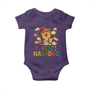 Funny Mexican Cat Christmas Baby Onesie Feliz Navidad Sombrero Kitty Xmas TS14 Purple Print Your Wear