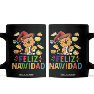 Funny Mexican Cat Christmas Coffee Mug Feliz Navidad Sombrero Kitty Xmas TS14 Black Print Your Wear