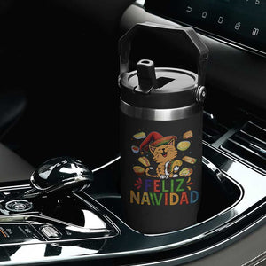 Funny Mexican Cat Christmas Flip Straw Tumbler Feliz Navidad Sombrero Kitty Xmas TS14 Print Your Wear