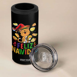 Funny Mexican Cat Christmas 4 in 1 Can Cooler Tumbler Feliz Navidad Sombrero Kitty Xmas TS14 Print Your Wear